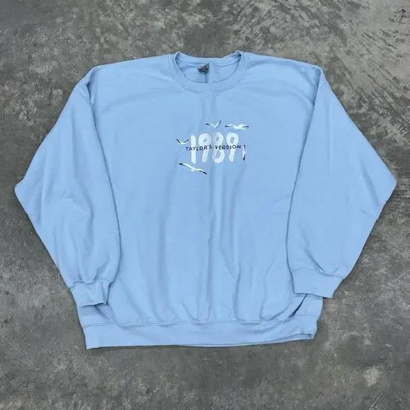 1989 Taylors Version Embroidered Pale Blue Crew Neck Sweatshirt Size XXL - Picture 2 of 10